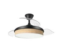 Eden pulse Ventilateur noir/canisse claire 91D, 3 pales dépliantes 72 W, télécommande, minuteur, 37/52 x 40/91 cm