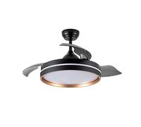 Eden pulse Ventilateur noir/or à trois pales dépliantes 109D, 3 températures sélectionnables, télécommande, mémoire, minuteur, 40/50 x 48/109 cm