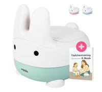 EDEN RAE Pot pour enfants - Toilettes pour bébé, Potty, toilettes pour enfants avec couvercle et motif lapin - Sans BPA - À partir de 1 an - Avec e-book et carte de récompense pour l'entraînement à la