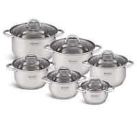 Edenberg Lot de 12 casseroles eb-4000 en acier inoxydable chromé et acier inoxydable INOX18/10. Idéales pour cuisinières à gaz, électriques, halogènes, céramiques et induction.