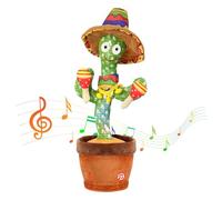 Edencomer Cactus Qui Danse Et Répète, Cactus Qui Parle avec LED, Chantant Parlant avec Fonction Enregistrement, Interactif Et Éducatif, Cadeaux pour Enfants Et Décoration (Tambour)