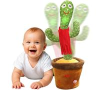 Edencomer Cactus Qui Danse Et Répète, Cactus Qui Parle Volume Réglable, Chantant Parlant avec Fonction Enregistrement, Interactif Et Éducatif, Cadeaux pour Enfants Et Décoration (avec Écharpe Rouge)