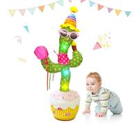 Edencomer Cactus Qui Danse Et Répète, Cactus Qui Parle Volume Réglable, Chantant Parlant avec Fonction Enregistrement, Interactif Et Éducatif, Cadeaux pour Enfants Et Décoration (d'anniversaire)