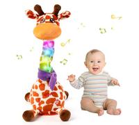 Edencomer Doudou girafe parlante, jouet de girafe qui chante, dialogue, contrôle du volume, girafe parlante, cadeau d'anniversaire pour enfants, garçons et filles (girafe tachetée)