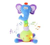 Edencomer Éléphant Musical Qui Danse, Peluche Parlante et Lumineuse - Jouet Musical Interactif pour Bébé, Éveil Éducatif avec Sons et Lumières, Cadeau pour Enfant