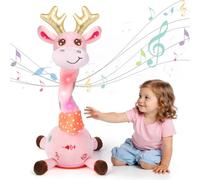 Edencomer Girafe Musicale Interactive Qui Danse, Peluche Parlante Lumineuse avec Sons, Jouet Éducatif d'Éveil pour Bébé, Cadeau pour Enfant