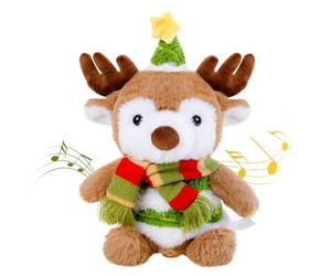 Edencomer Peluche Interactivo Reno - Juguete Musical Que Canta, Baila y Repite lo Que Dices, Peluche Bebe Recien Nacido Sensorial Con Luces, Regalo Original Para Niños y Adultos