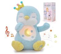 Edencomer Peluche Qui Respire, Doudou Bébé avec Bruit Blanc, Veilleuse Musicale Lumineuse, Peluche Anti-Stress Respirante - Cadeau Naissance Fille Garçon Nouveau-Né(Pingouin Bleu)