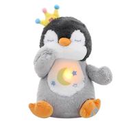 Edencomer Peluche Qui Respire, Peluche Bruit Blanc Bebe Veilleuse Bébé Musicale Et Lumineuse, Doudou Loutre Qui Respire, Cadeau Naissance Fille Et Garçon Nouveau-Né (Pingouin Gris)