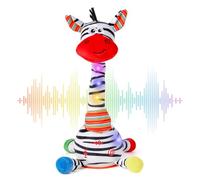 Edencomer Zèbre Musical Qui Danse, Peluche Parlante et Lumineuse - Jouet Musical Interactif pour Bébé, Éveil Éducatif avec Sons et Lumières, Cadeau pour Enfant