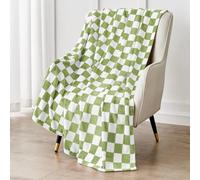 Edenleaf Couverture à carreaux verte, couverture polaire ultra douce à carreaux pour canapé-lit et voyage, jeté de luxe pour toutes les saisons, 127 x 152,4 cm, vert