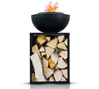 Edenoutdoor Edenflair Brasero avec fonction barbecue, brasero, brasero, poêle à bois, brasero décoratif, terrasse, poêle extérieur, cheminée, rangement, Firepit, acier, 58 × 58 × 61 cm