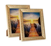 Edenseelake Lot de 2 cadres photo de 20,3 x 25,4 cm - Style vintage doré - Pour table ou mur