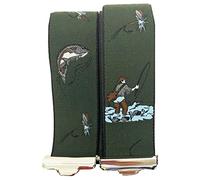EDERER Fischer Bretelles pêcheur Autriche - Vienna-Vienne au design poisson 35 mm de large en forme de H avec 4 clips extra forts Vert lac P-18 ST-011, Vert avec poisson, Länge 110 cm Breite 35 mm