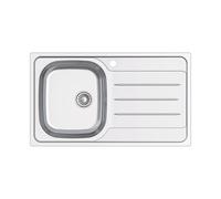 Edesa Évier de cuisine avec égouttoir 1 bac VELETA SE 86 x 50 cm sur plan de travail Profondeur 18 cm Base Fond Absorbant Accessoires inclus Couleur Gris Acier inoxydable