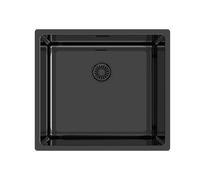 Edesa Évier de cuisine bas plan 1 cuve carrée FUJI BE 45 x 40 cm Acier inoxydable Profondeur 18 cm Fond absorbant Accessoires inclus Couleur noire