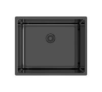 Edesa Évier de cuisine bas plan 1 cuve carrée FUJI BE 50 x 40 cm Acier inoxydable Profondeur 18 cm Fond absorbant Accessoires inclus Couleur noire