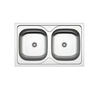 Edesa Évier de cuisine sur plan de travail 2 bacs carrés Veleta SE 80 cm 79 x 50 cm Acier inoxydable Profondeur 18 cm Fond absorbant Accessoires inclus Couleur grise