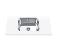 EDESA Évier FUJI BE 50X40 1C /A bas plan en acier inoxydable 1 cuve carrée base fond absorbant installation meuble 60 cm finition inox