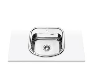 Edesa | Évier sur plan de travail | Modèle NOM - C | Évier à encastrer | 1 bac carré | évier de cuisine avec trou pour robinet | Largeur de 50 cm | Finition en acier inoxydable