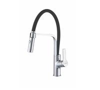 EDESA Robinet de cuisine Victoria Chrome/B mitigeur bec haut rotatif à 360° Acier inoxydable Aérateur anticalcaire Cartouche céramique Ouverture froide Réducteur Débit 5L Finition chromée bicolore