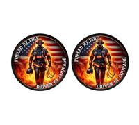 eDesign Fueled by Fire Driven by Courage Lot de 2 autocollants en vinyle - 10,2 cm - Autocollant motif drapeau américain pompier pour voiture, camion, SUV, van, fenêtre, pare-chocs, casque, ordinateur