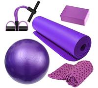EdfYHSL Boule Pilates 1 set / 5pcs Home Fitness Yoga Ball Antidérapant Serviette Yoga Mat Sport Accessoire Sportif Accueil Fournitures Sportives (Violet) Ballons de pratique miniatures