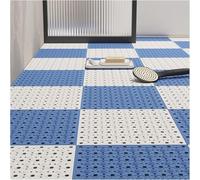 EdfYHSL Tapis de drainage antidérapant pour salle de bain, drainage rapide, piscine, balcon, voiture, lavage de voiture, tapis de sol (bleu + blanc, 10 pièces)