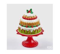 Edg, Alzata Con Cupola Torta Rotondo, In Ceramica, H29xø22, Natale, Decorazioni Di Natale