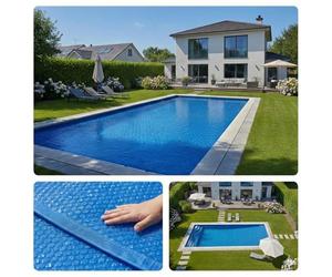 EDG by AQUALUX INTERNATIONAL Bâche Solaire Premium 800x400 cm, Rectangulaire, Bordée Largeurs, 400 Microns, Bleu, Couverture Piscine, 8x4m, Polyéthylène à Bulles, EDG Premium