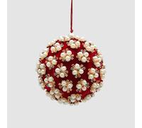 EDG Enzo De Gasperi Addobbo Boule de Noël Elizabeth 10 cm Velours Rouge