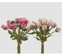 EDG Enzo De Gasperi Enzo De Gasperi Bouquet Rose 18 Pcs avec Feuilles Ass. H 40 Cm Bouquet Pink1 Pcs
