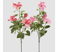 EDG Enzo De Gasperi Hibiscus Branche x4 avec feuilles Plante Artificielle Ass. H 90 Cm D 10 Cm Rose Clair ou Foncé 1 Pcs