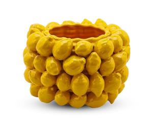 Edg Enzo de Gasperi Vase de table, pour l'intérieur, avec citrons jaunes, support de fleurs « Chakra » en céramique, 31 x 22 cm