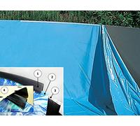 EDG Liner Piscine Hors Sol - Ovale - Dimensions 730 x 370 cm - Hauteur Paroi 1.22m à 1,32m - Montage Overlap - Coloris Bleu Uni - Spécial Piscine Acier - Idéal en Remplacement Rénovation