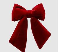 EDG - Noeud Moyen Rembourré Velours Décoration de Noël Noël Bordeaux 28 x 36 cm