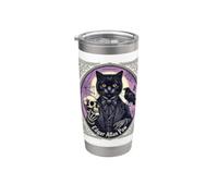 Edgar Allan Paw Jeu de mots amusant Chat noir gothique Gobelet isotherme en acier inoxydable double paroi
