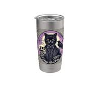 Edgar Allan Paw Jeu de mots amusant Chat noir gothique Gobelet isotherme en acier inoxydable double paroi
