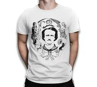 Edgar Allan Poe Graphic T-Shirt, Cotton Tee, Men's White