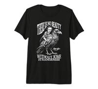 Edgar Allan Poe No Beauty Strangeness Citation Gothic Raven T-Shirt Haut de Gamme
