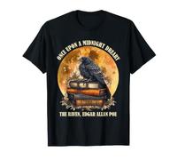Edgar Allan Poe Raven Midnight Dreary Gothic Bookish Poète T-Shirt