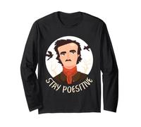Edgar Allan Poe Stay Poesitive Raven Gothic Humour Art Manche Longue