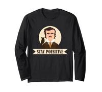 Edgar Allan Poe Stay Poesitive Raven Gothic Humour Art Manche Longue