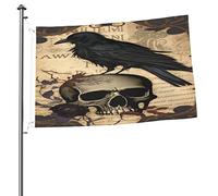 Edgar Allan Poe The Raven Skull Welcome Garden Flag Double Face 2x3 Outdoor Flags, for Yard Patio Lawn Room Outside