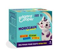 Edgard & Cooper Multipack Morceaux en Sauce pour Chat Adulte Pâtée sans céréales Nourriture Naturelle 8 x 85g Poulet Saumon Dinde et Agneau Frais
