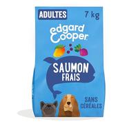 Edgard Cooper Croquettes Chien Sans Céréales, (Saumon Frais, 7kg), Viande fraîche et protéiné, Nourriture Naturelle pour Chien Adulte, Hypoallergénique, Sans sucres ajoutés