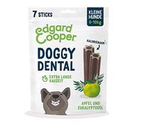 Edgard & Cooper Doggy Dental Sticks Lot de 8 paquets de 7 bâtons - haleine fraîche, dents fortes, mâcher longue durée (pomme et eucalyptus, petits chiens (1 pièce)