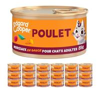 Edgard & Cooper Morceaux en Sauce pour Chat Adulte Stérilisé, Poulet 18 x 85g, Nourriture Humide Sans céréales, Pate Riche en protéines, Sans sucres ajoutés
