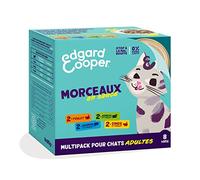 Edgard & Cooper Multipack Morceaux en Sauce pour Chat Adulte Pâtée sans céréales Nourriture Naturelle 8 x 85g Poulet Saumon Dinde et Agneau Frais