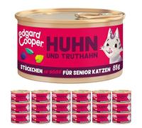 Edgard Cooper Nourriture Humide pour Chats Senior en Sauce (Dinde et Poulet, 85 g x 18), sans céréales, ingrédients naturels, Convient aux Chats stérilisés et Actifs